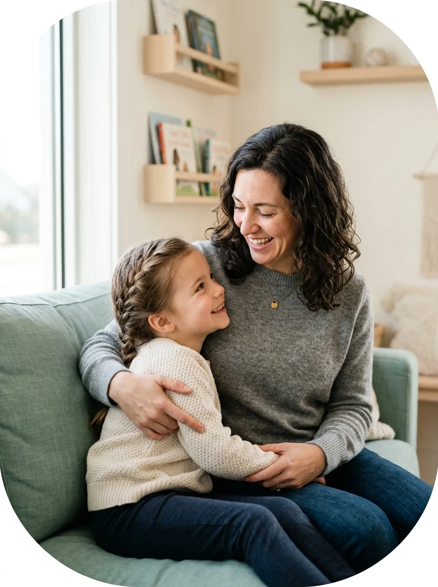 Parent and child sharing a relaxed moment together